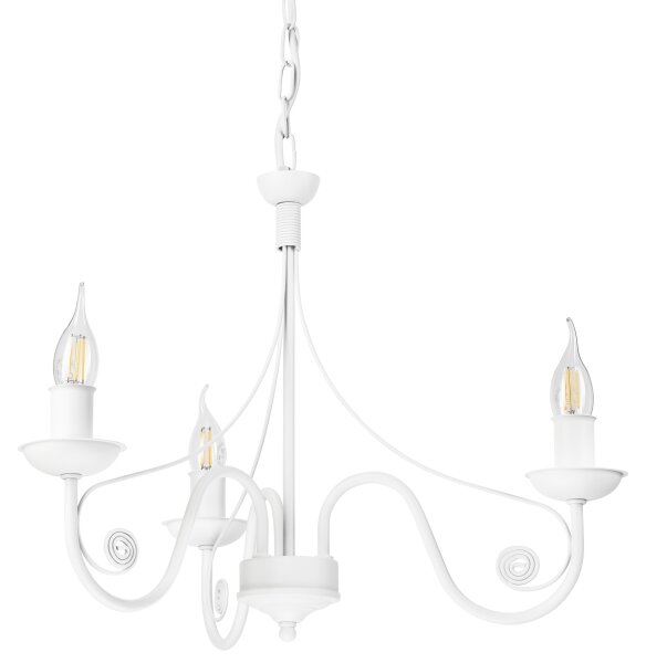 Lampadario a sospensione con catena DONATO 3xE14/40W/230V bianco