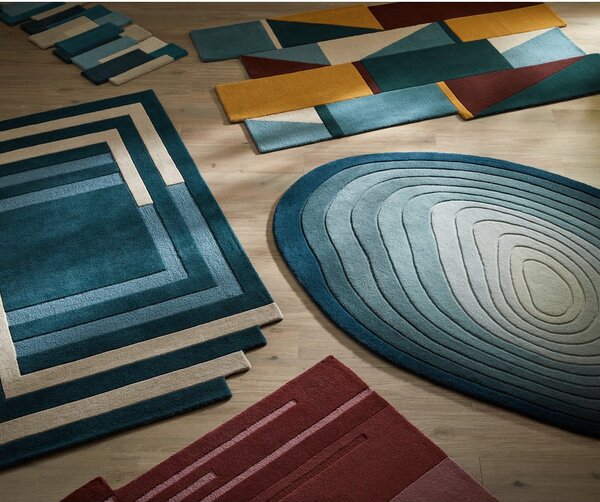 Tappeto blu in lana 160x230 cm Puddle Ombre Wool - Flair Rugs