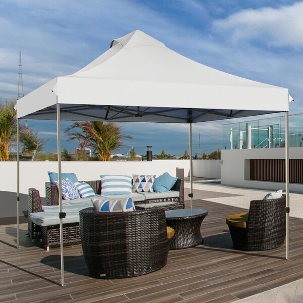 Gazebo pieghevole 3x3 m, impermeabile e con protezione UV 50+, gazebo da giardino con telaio in metallo e borsa da trasporto, tenda per feste regolabile in altezza (bianca)