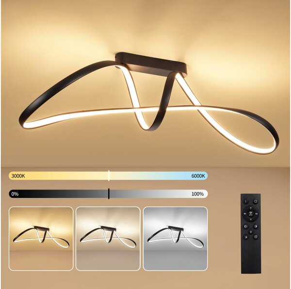 Brilagi-LED Plafoniera dimmerabile TWISTER LED/60W/230V 3000-6000K nero + telecomando