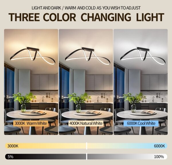 Brilagi-LED Plafoniera dimmerabile TWISTER LED/60W/230V 3000-6000K nero + telecomando