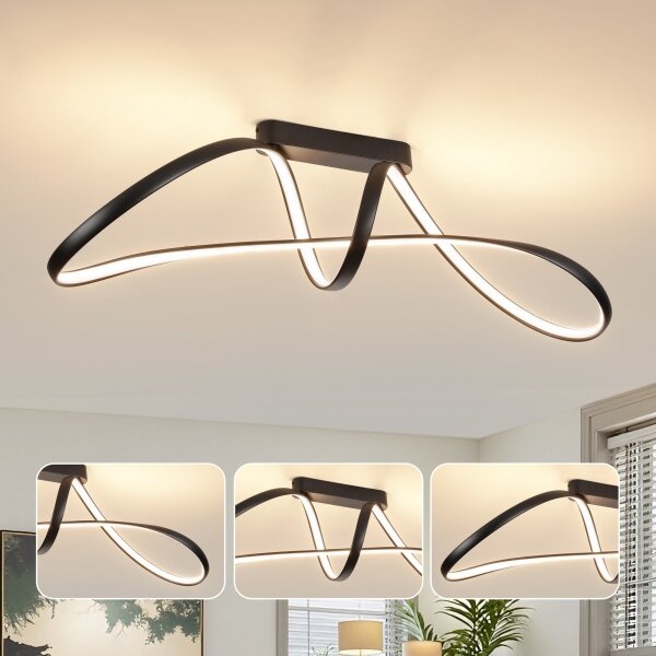 Brilagi-LED Plafoniera dimmerabile TWISTER LED/60W/230V 3000-6000K nero + telecomando