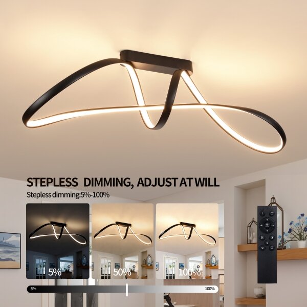 Brilagi-LED Plafoniera dimmerabile TWISTER LED/60W/230V 3000-6000K nero + telecomando