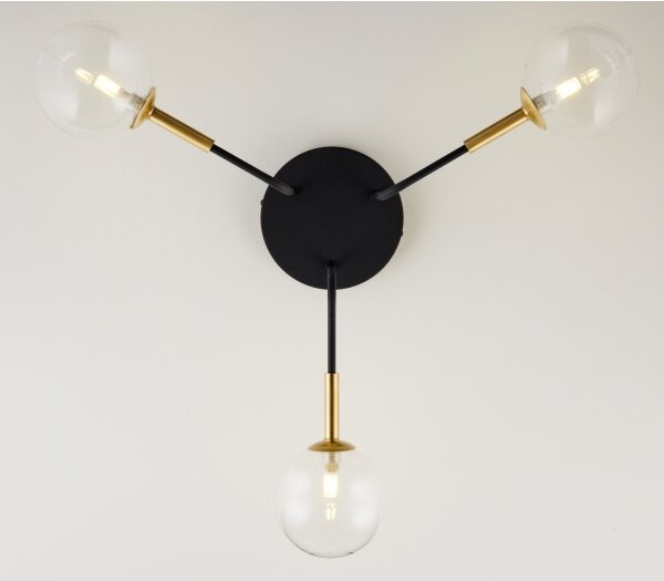 Jupiter 2039 - Lampadario a sospensione con supporto rigido BURANO 3xG9/10W/230V nero/oro/limpido