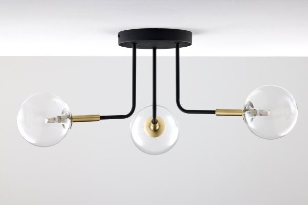 Jupiter 2039 - Lampadario a sospensione con supporto rigido BURANO 3xG9/10W/230V nero/oro/limpido