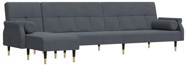Divano Letto a L Grigio Scuro 271x140x70 cm in Velluto