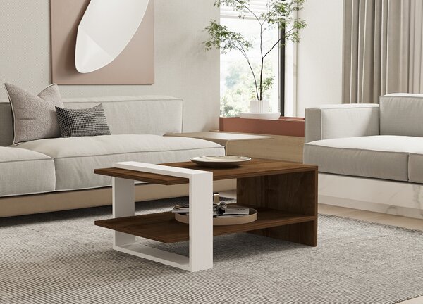 Skye Decor, Gaye- Gaye PUQ, colore noce,,bianco, tavolini, 35x80x50 cm, 100% pannello di particelle rivestito in melammina