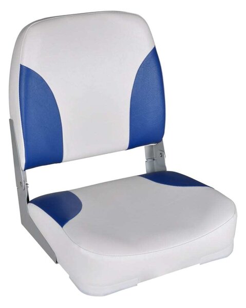 Sedili per Barca 2 pz Pieghevoli Cuscino Blu-Bianco 41x36x48 cm