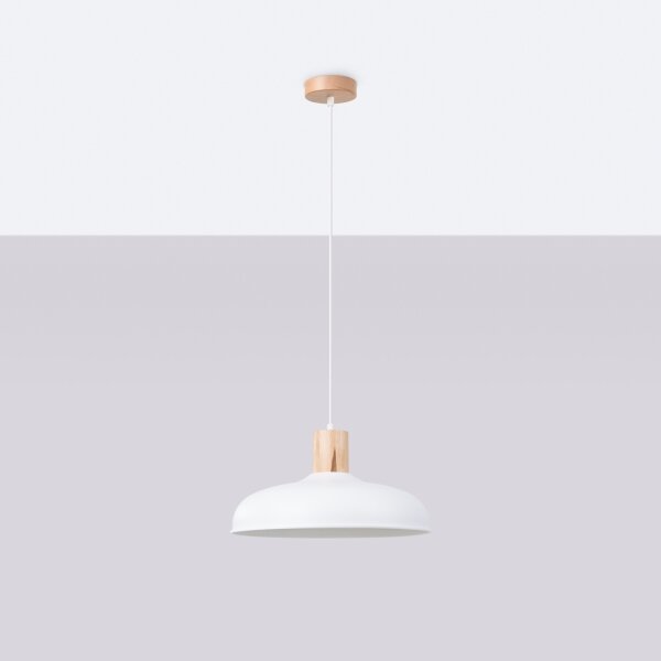 Sollux SL.1323 - Lampadario a sospensione con filo INDY 1xE27/15W/230V diametro 38 cm bianco