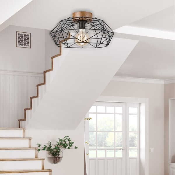 Brilagi - Plafoniera WOODY BASKET 1xE27/60W/230V rovere
