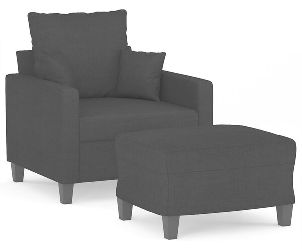 Poltrona con Poggiapiedi Nero 60 cm in Tessuto