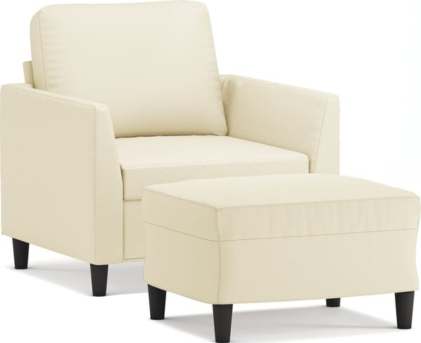 Poltrona con Poggiapiedi Crema 60 cm in Pelle finta