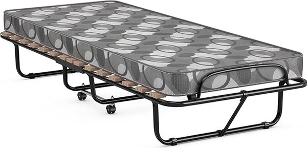 Letto pieghevole per ospiti, letto pieghevole 80x190 cm per adulti, letto singolo con materasso in memory foam, lettino da viaggio con 4 rotelle, portata massima 130 kg (grigio)