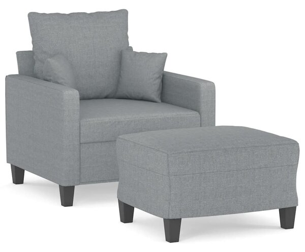 Poltrona con Poggiapiedi Grigio Chiaro 60 cm in Tessuto
