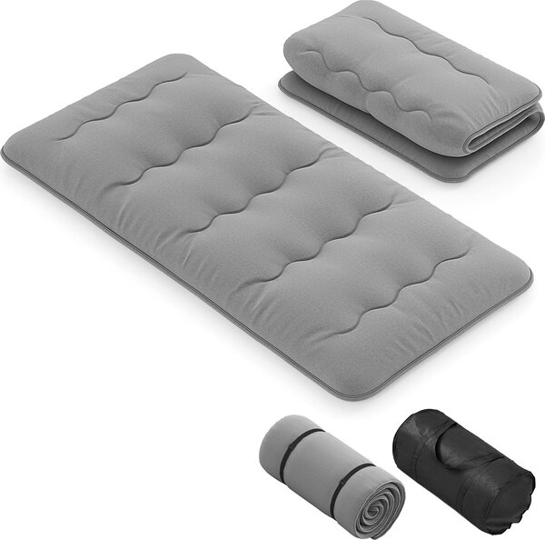 Materasso da pavimento 90x200 cm, materasso futon in stile giapponese, tatami pieghevole e trasportabile, materasso pieghevole con borsa per il trasporto e rivestimento sfoderabile, grigio