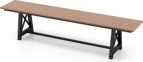 Panchina da terrazza extra lunga da 183 cm, panchina da esterno per 4 persone con seduta in HDPE resistente alle intemperie e struttura metallica rinforzata, panchina, marrone + nero