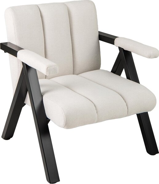 Poltrona da lettura, sedia imbottita con braccioli, struttura in metallo, schienale ergonomico, moderna poltrona lounge con 4 piedini regolabili, beige + nero