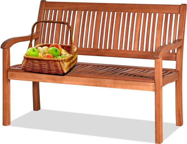 Panchina da giardino in legno resistente alle intemperie, panchina da giardino a 2 posti, panchina da giardino in legno con portata di 360 kg, panchina da parco in legno massello, panchina da balcone 126 x 63 x 91 cm, colore legno naturale