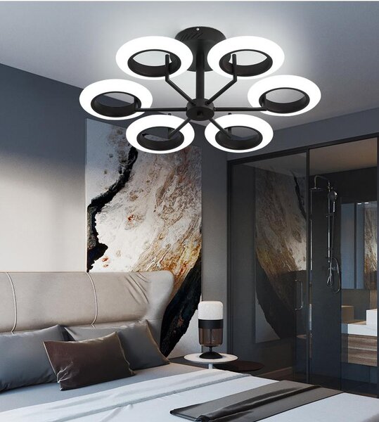 Plafoniera LED 9012X con telecomando, colore e intensità della luce regolabili, diffusore in acrilico, classe energetica A+, lampada LED per soggiorno (9012X-6+kf)