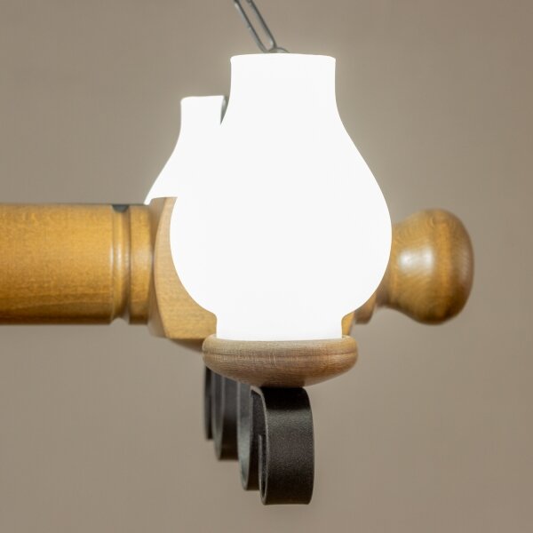 Brilagi - Lampadario a sospensione con catena RUSTIC 4xE14/40W/230V faggio/noce