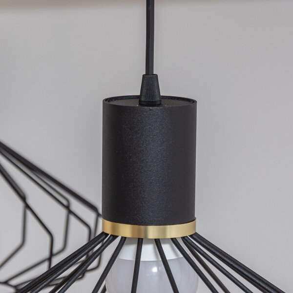 Lampadario sospeso su cavo SOLANO 3xE27/15W/230V nero/oro