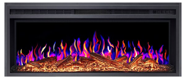 ArtiFlame AF38 Multicolor: camino elettrico da incasso con funzione riscaldante da 1600 W, effetto fiamma 3D realistico, illuminazione a LED, telecomando, colore nero