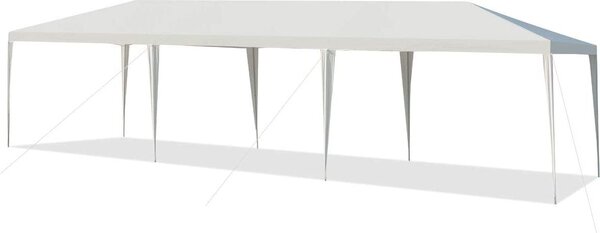 Gazebo da giardino 9x3 m, tenda da giardino impermeabile, tenda per feste con struttura in metallo, gazebo per feste, matrimoni, festival e mercatini, gazebo pop-up bianco