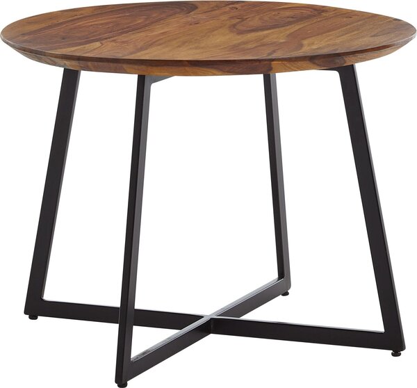 Tavolino 60x60x45 cm in legno massiccio di sheesham / metallo tavolino rotondo | Wohnling