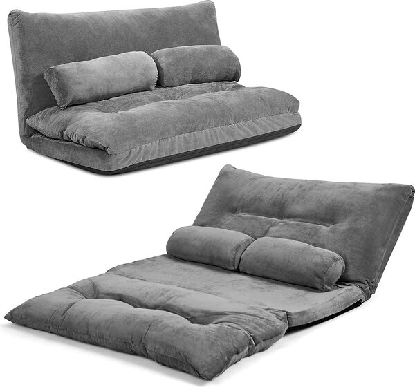 Divano letto pieghevole con 2 cuscini inclusi, poltrona letto 3 in 1 con schienale regolabile in 6 posizioni, divano letto pieghevole, divano letto (grigio)