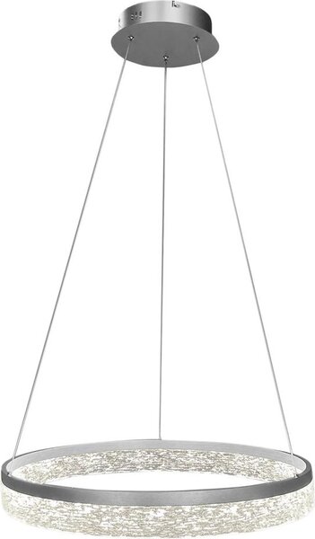 Moderna lampada a sospensione argentata, anello decorativo, Ø50cm, LED, 25W, GALA Milagro