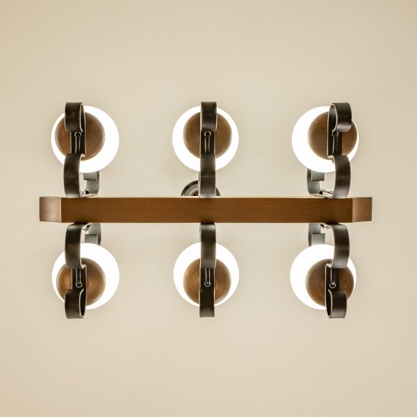 Brilagi - Lampadario a sospensione con catena QUEEN 6xE14/40W/230V faggio/noce