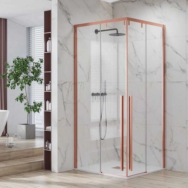 Kamalu box doccia 70x70 colore oro rosa doppio scorrevole vetro 8mm | ksa1000rg
