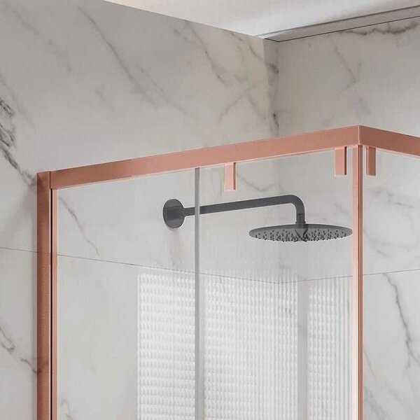Kamalu box doccia 70x70 colore oro rosa doppio scorrevole vetro 8mm | ksa1000rg