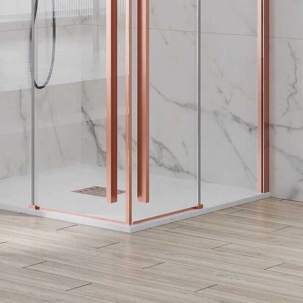 Kamalu box doccia 70x70 colore oro rosa doppio scorrevole vetro 8mm | ksa1000rg