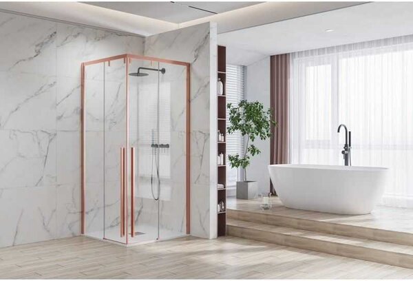Kamalu box doccia 70x70 colore oro rosa doppio scorrevole vetro 8mm | ksa1000rg