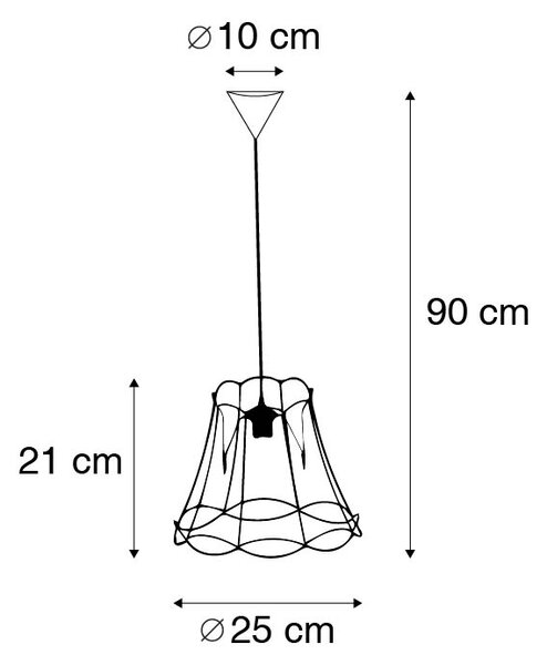 Lampada a sospensione retrò nera 25 cm - Granny Frame