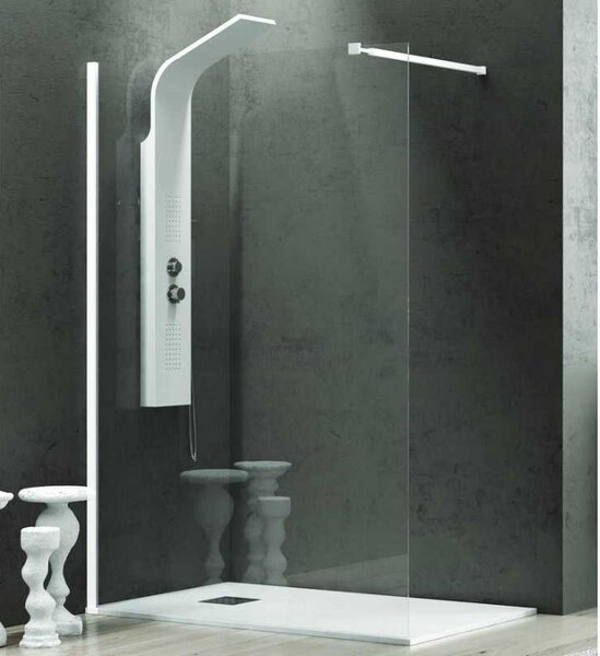 Kamalu parete doccia walkin 70 cm con profilo bianco opaco kw-100w