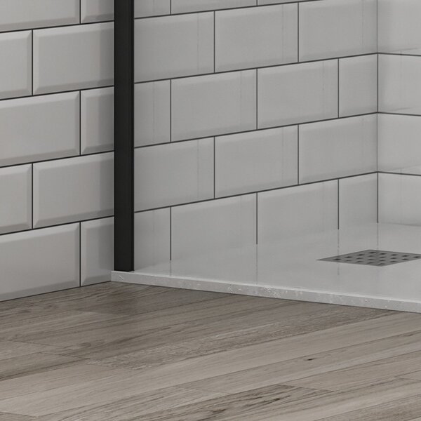 Kamalu doccia walk in 70 cm profilo nero con staffa diagonale | ks2800nt