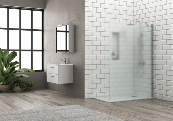 Kamalu doccia walk in 70 cm con staffa diagonale vetro satinato | ks2800cs