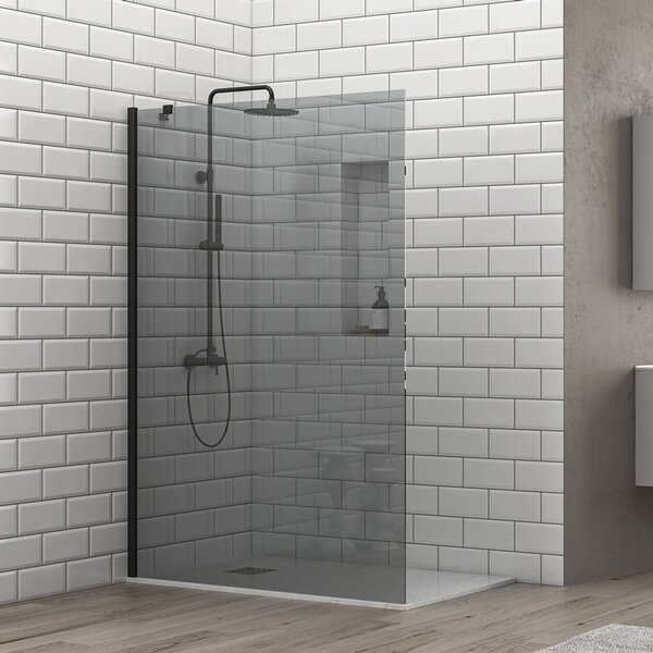 Kamalu doccia walk in 70 cm profilo nero e vetro fumé | ks2800nf