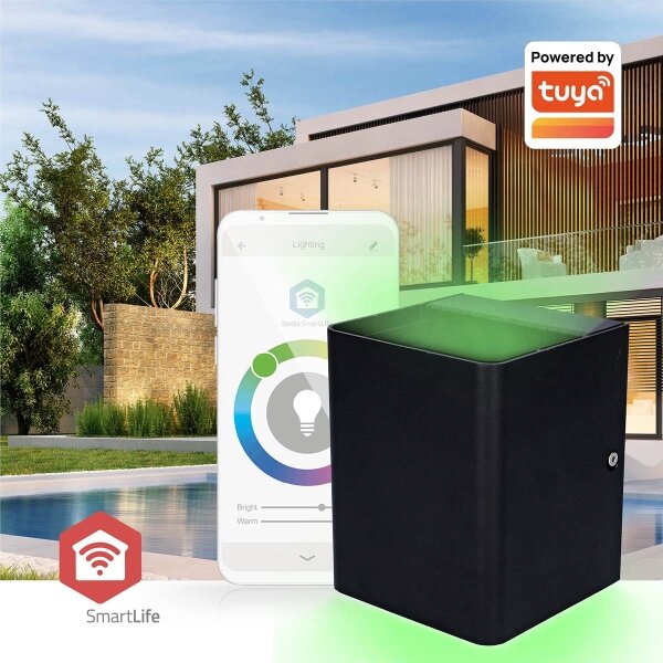 Nedis ZBLOW10RGBW - Lampada LED RGBW dimmerabile da esterno, 12W, 230V, IP65, Wi-Fi Tuya, nera