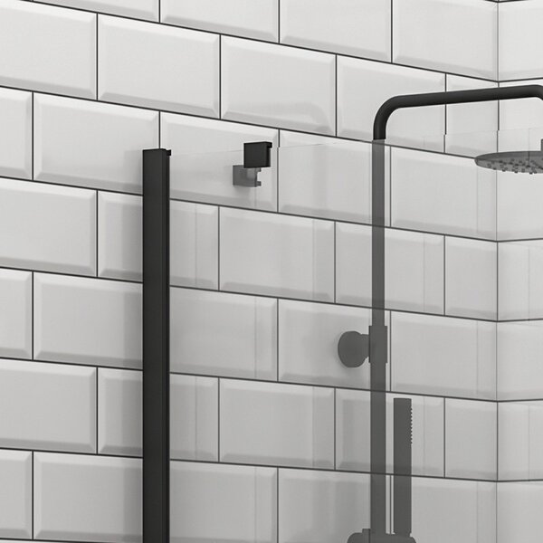 Kamalu doccia walk in 70 cm profilo nero con staffa diagonale | ks2800nt