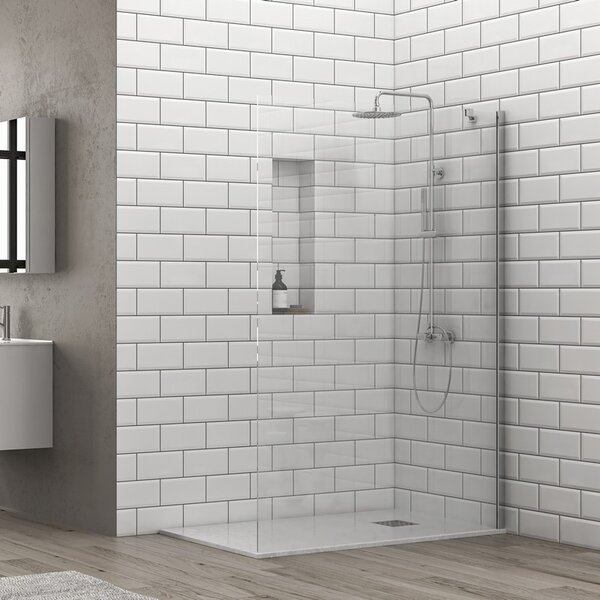 Kamalu doccia walk in 70 cm con staffa diagonale vetro trasparente | ks2800c