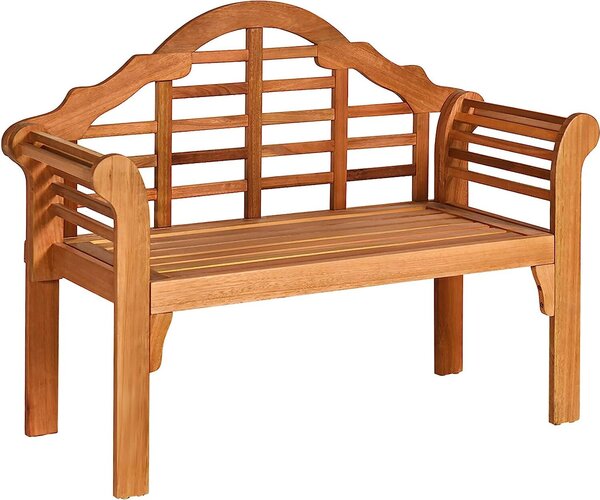 Panchina da giardino pieghevole per 2 persone, in legno con schienale inclinato e braccioli ergonomici, con una portata massima di 320 kg