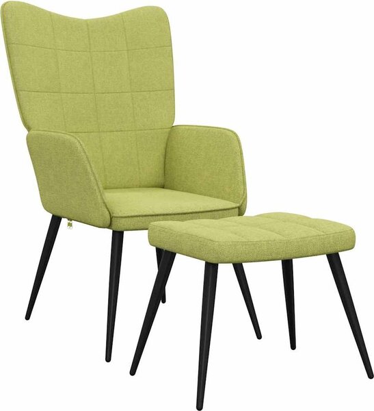 Sedia Relax con Sgabello Verde in Tessuto