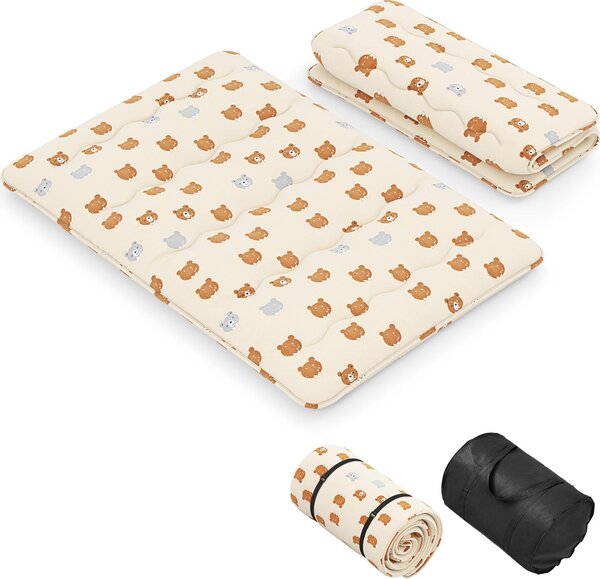 Materasso da pavimento 140x200 cm, materasso futon giapponese, materassino tatami pieghevole e portatile, materasso pieghevole con borsa da trasporto e copertura rimovibile, marrone chiaro