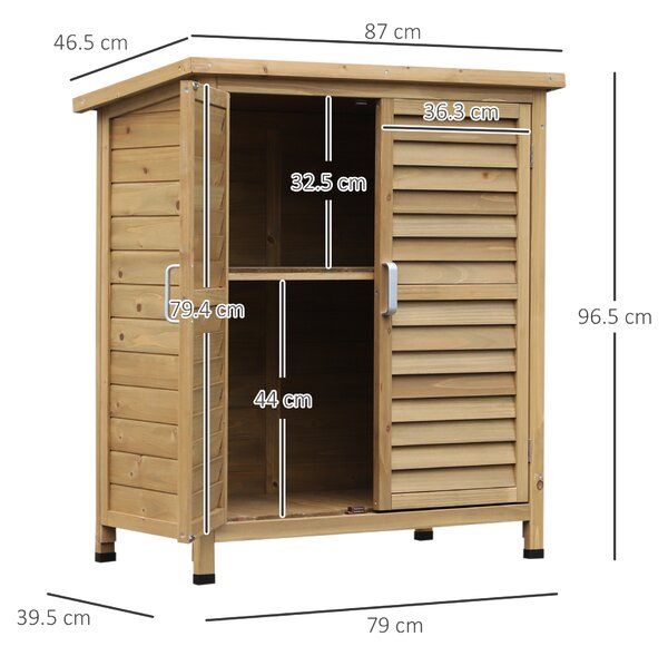 Outsunny Casetta da Giardino con Tetto in Bitume Impermeabile, Armadio Porta Attrezzi da Esterno in Legno, 87x46.5x96.5 cm, Color legno | Aosom Italy