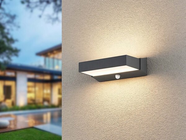 Applique da esterno a LED con rilevatore di movimento, luce da esterno antracite, larghezza 23 cm