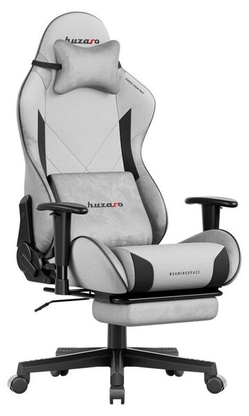 Huzaro Force 5.7 Grey - Sedia da gioco, braccioli 2D, inclinazione 155°, cuscino cervicale e lombare, poggiapiedi, SGS, 136 kg