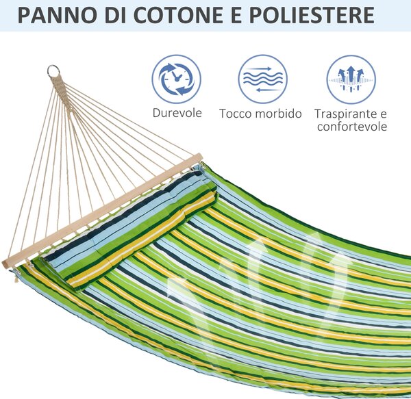 Outsunny Amaca da Giardino per 1-2 Persone Max 300kg da Interni ed Esterni con Cuscino Removibile 400x140cm|Aosom